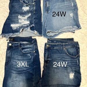 Judy Blue Jean Shorts Blue Distressed Relaxed Fit